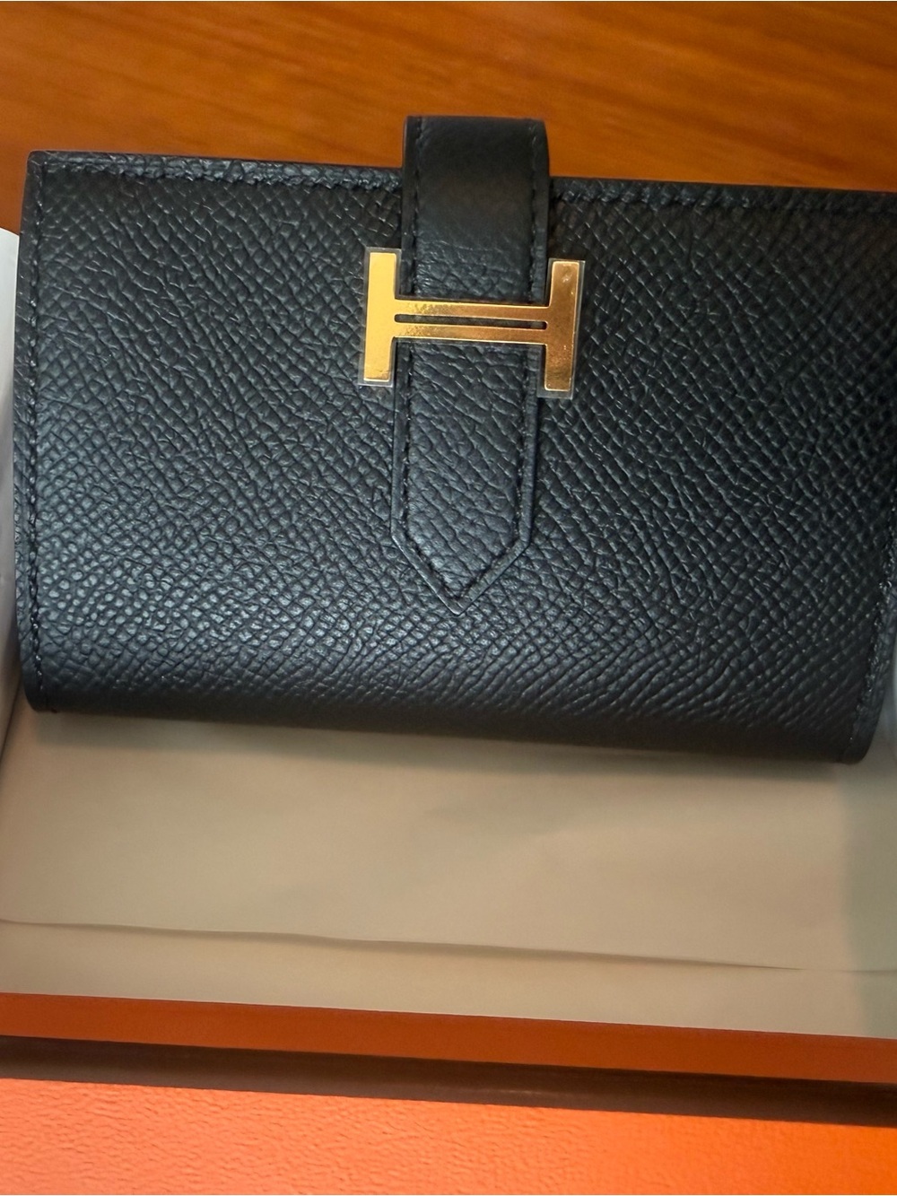 NEW! Hermès wallet Bearn Mini Epsom Calfskin 89 NOIR